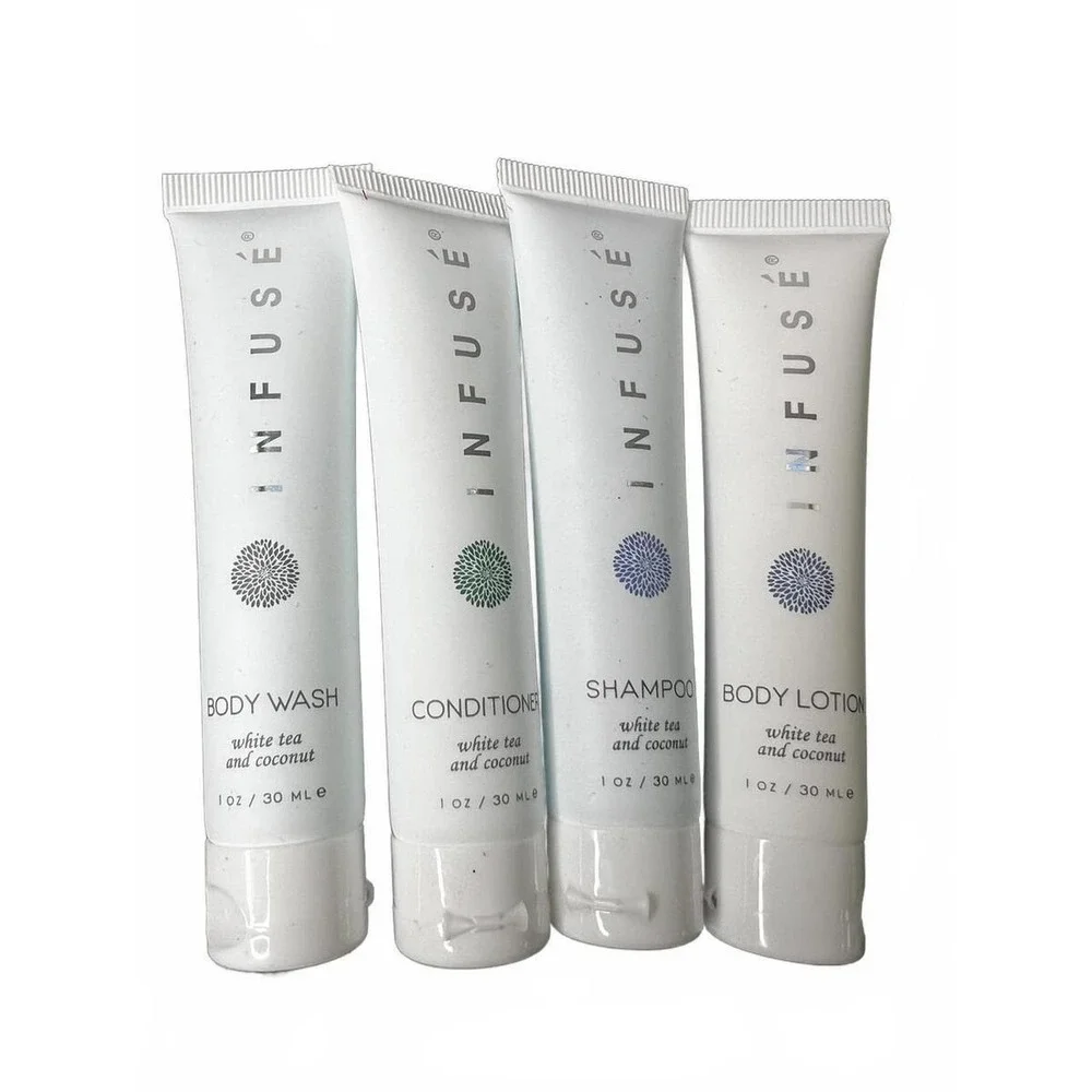 Infuse Travel Toiletry Set White Tea Coconut Shampoo Lotion Soap 6pc Set OS